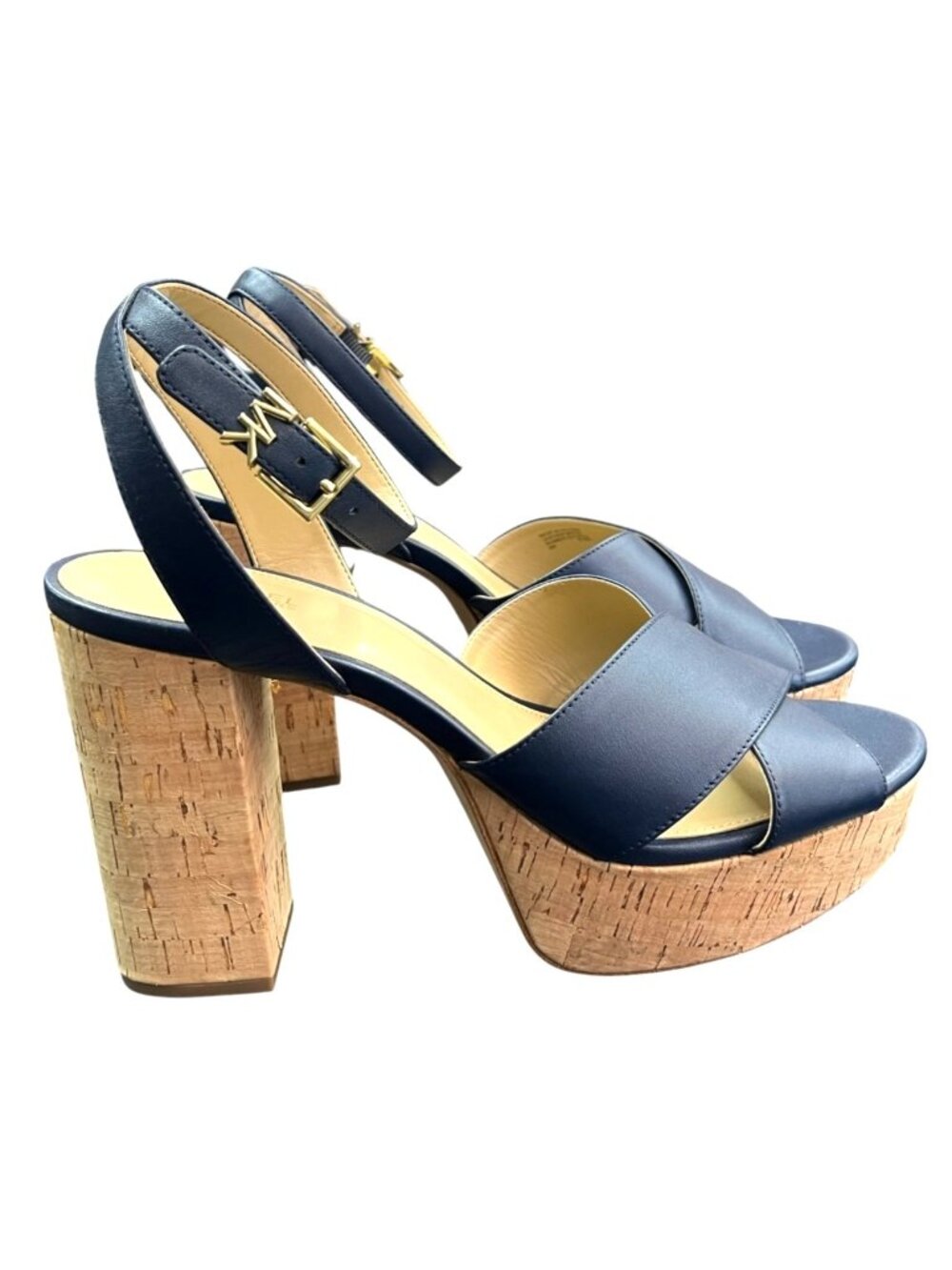 Michael Kors Odette Navy Leather Platform Sandal Women's Size 9M